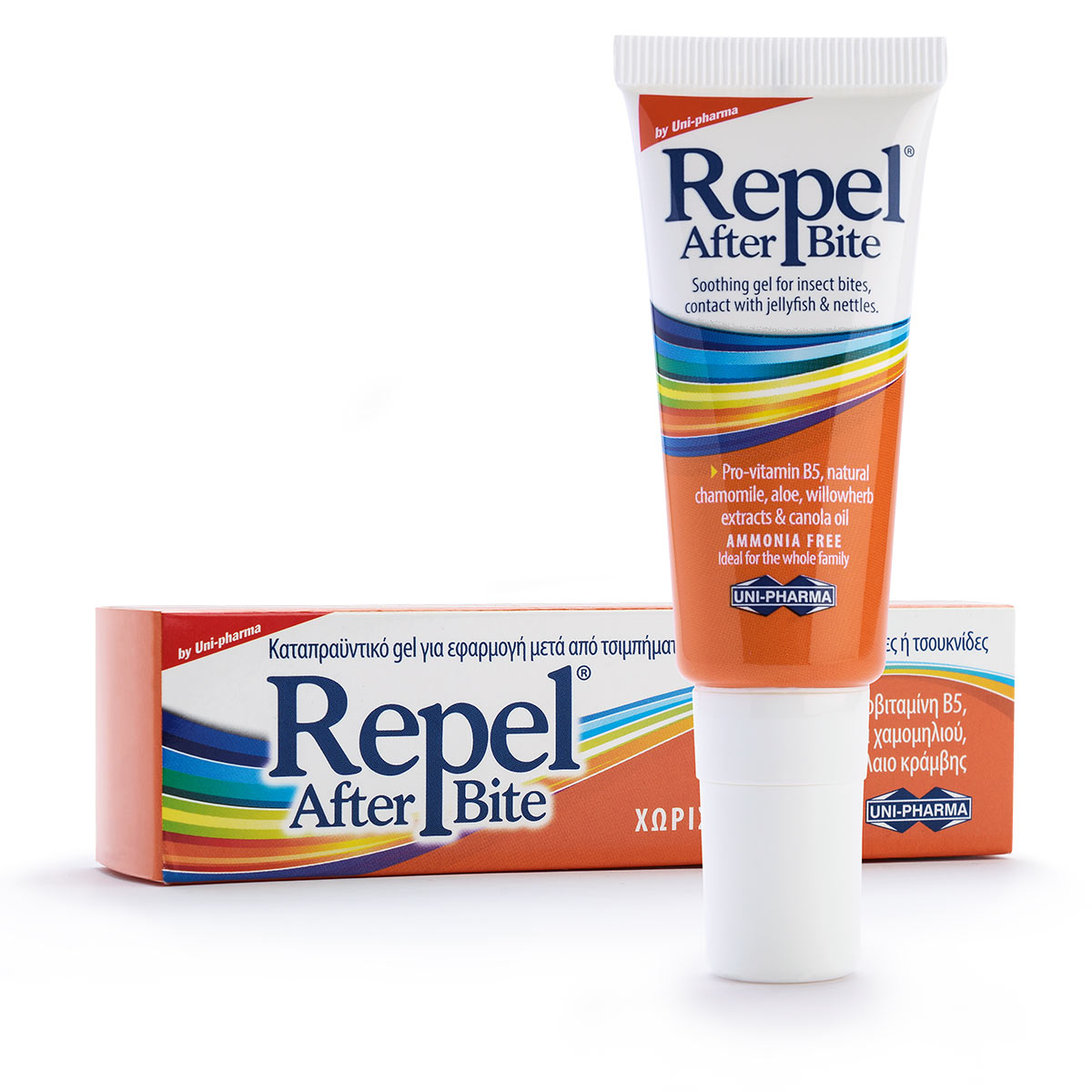 Συσκευασία του προϊόντος Repel® After Bite Gel της UNI-PHARMA.